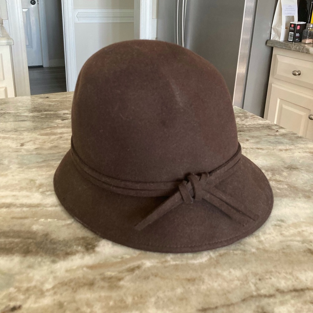 Vintage Brown 100% Wool Knot Detail Bowler Hat